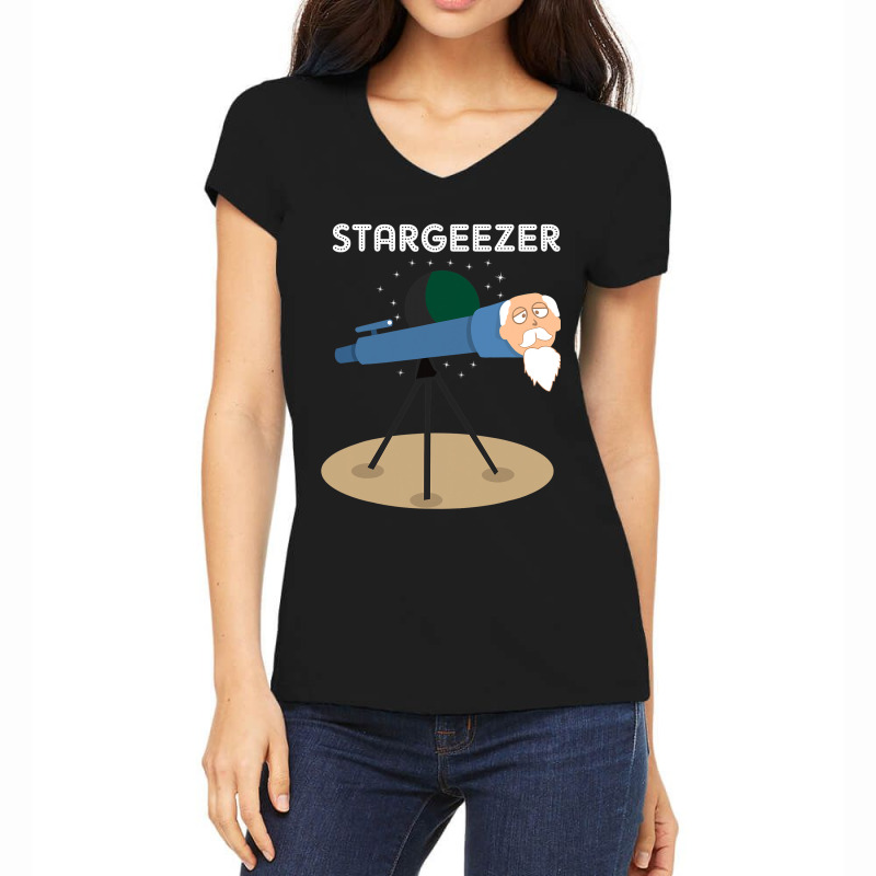 Stargeezer Funny Stargazing Astronaut Astronomy Gi Women's V-Neck T-Shirt by EmranKwak | Artistshot