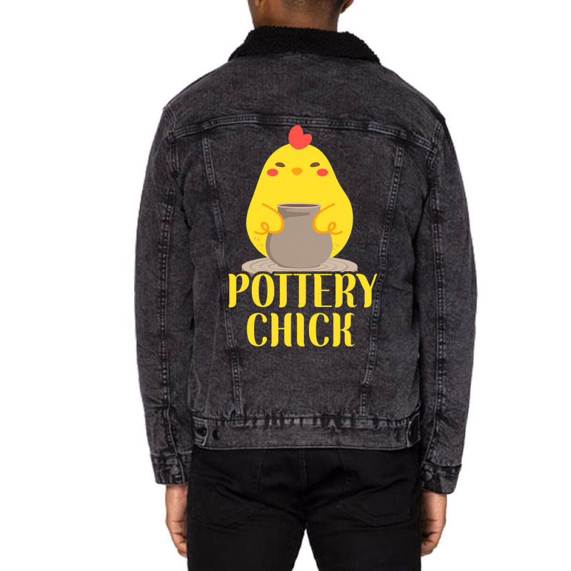 Pottery Ceramics Artist Chicken Girl Pottery Chick Unisex Sherpa-lined Denim Jacket | Artistshot