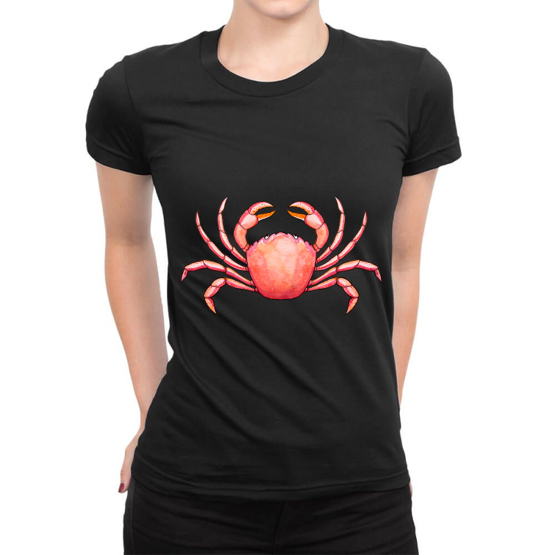 Nautical Sea Crab Ocean Marine Animals Fisherman S Ladies Fitted T-Shirt by MalenyJanis | Artistshot