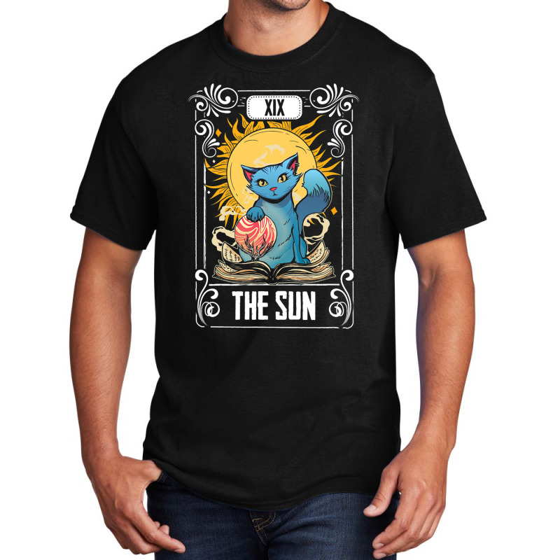 Tarot Card Gothic Astrology Occult The Sun Cat Tar Basic T-shirt | Artistshot