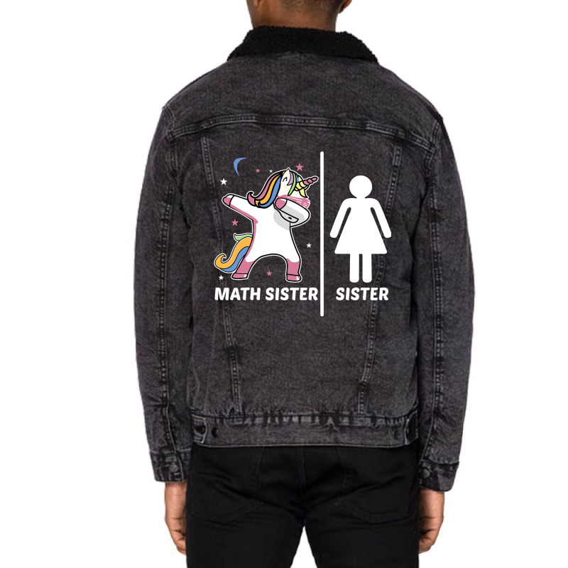 Unicorn Siblings Your Sister My Math Sister Unisex Sherpa-lined Denim Jacket | Artistshot