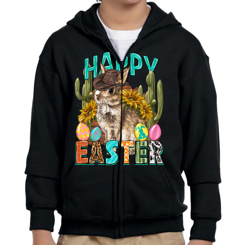 Happy Easter With Cowboy Elements Youth Zipper Hoodie | Artistshot