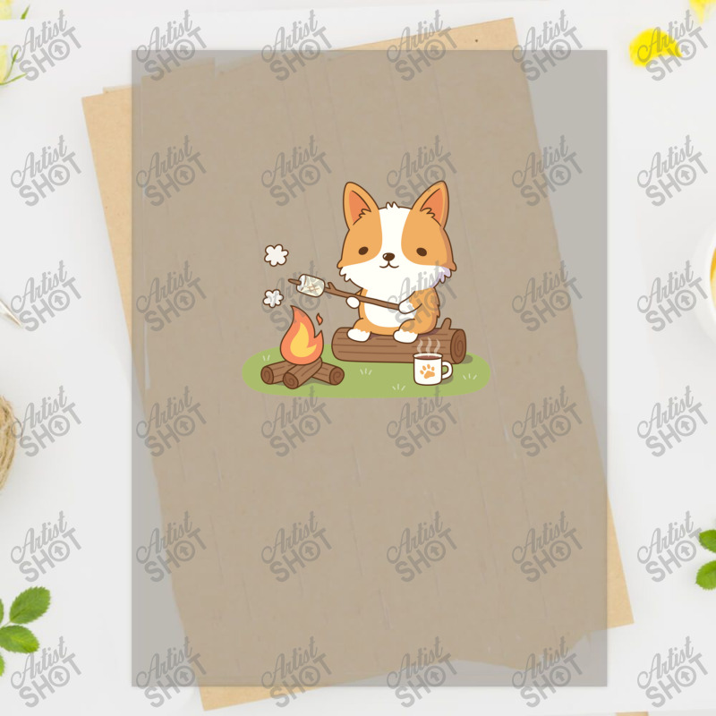 Corgi Toasting Marshmallow At Campfire Dtf Transfer | Artistshot