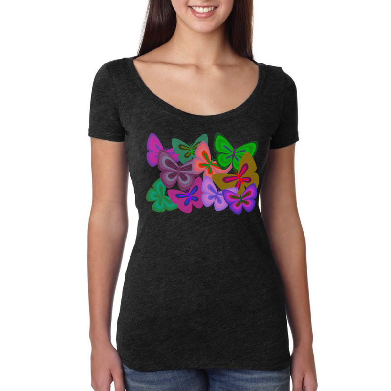 Butterflies T  Shirt Kaleidoscope Of Butterflies T  Shirt Women's Triblend Scoop T-shirt by hodkiewiczemelie889 | Artistshot