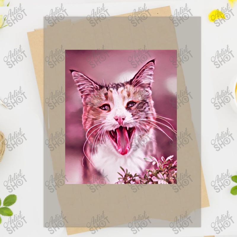 Funny Shocked Cat V3 Illustration Artwork Poster Red Dtf Transfer | Artistshot