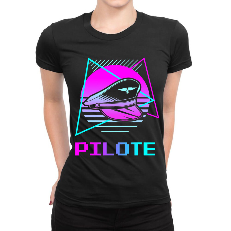 Retro Pilot Aviation Plane Ladies Fitted T-Shirt by CalliopEasley | Artistshot