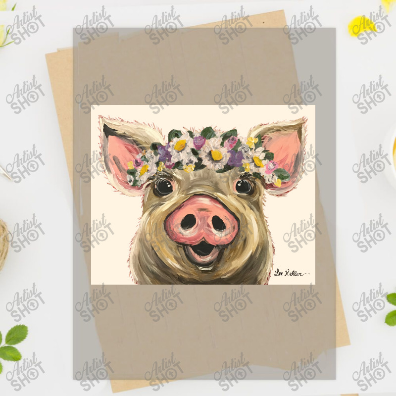 Farmhouse Pig Art, Pig With Flower Crown Poster Copy Dtf Transfer | Artistshot