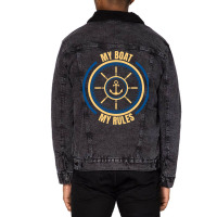 My Boat My Rules Seaman Sailor Mariner Seafarer Oc Unisex Sherpa-lined Denim Jacket | Artistshot