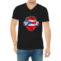 Puerto Rico Roots Flag Heritage Puerto Rican Dna V V-neck Tee | Artistshot