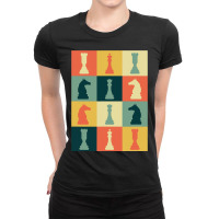 Retro Chess Pieces Vintage Board Game Grandmaster  Ladies Fitted T-shirt | Artistshot