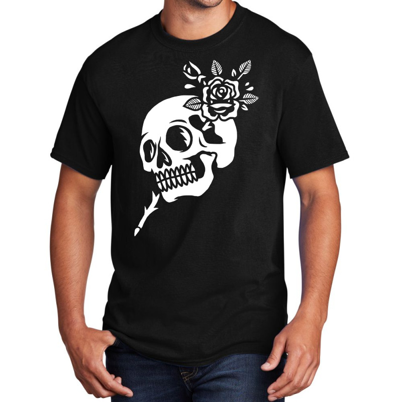 Skull Rose Art Basic T-shirt | Artistshot