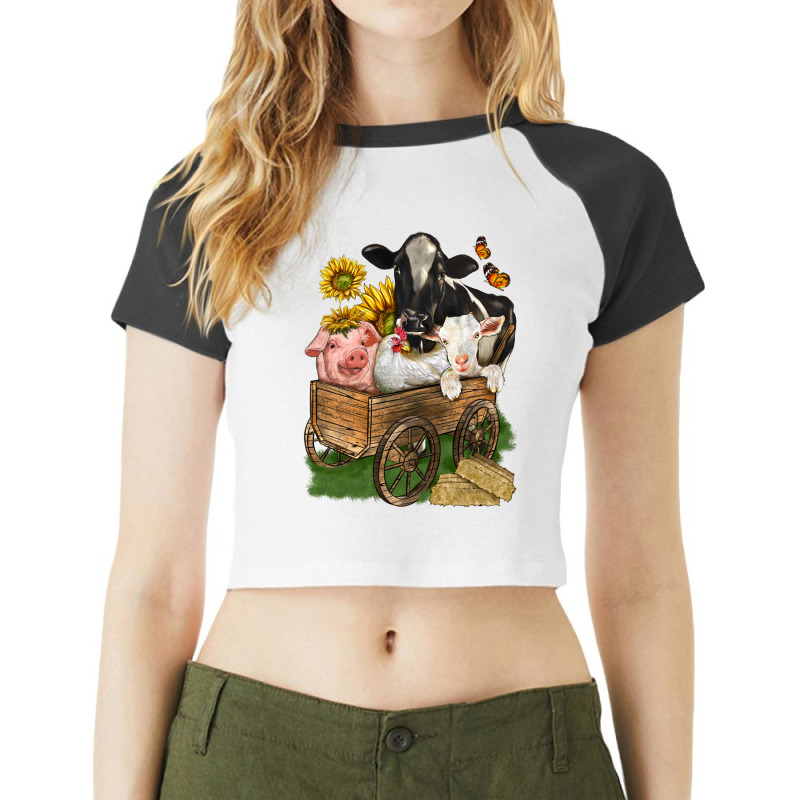 Farm Animals Wagon Raglan Crop Top by enoddigitalart@gmail.com | Artistshot