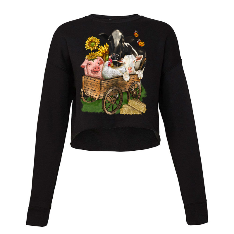 Farm Animals Wagon Cropped Sweater by enoddigitalart@gmail.com | Artistshot