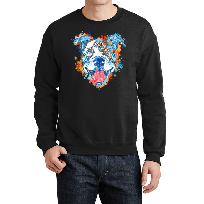 Pitbull T  Shirt Pitbull Watercolor Zentangle, Colorful Dog T  Shirt Crewneck Sweatshirt | Artistshot