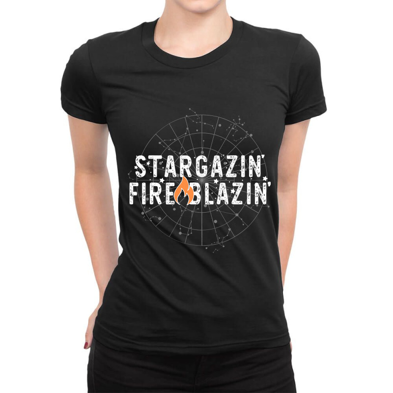 Stargazing Fire Blazing Constellation Astronomy St Ladies Fitted T-Shirt by MarquisGoldsmith | Artistshot