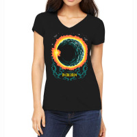 Total Partial Eclipse 2024 April 08 Usa American T Women's V-neck T-shirt | Artistshot