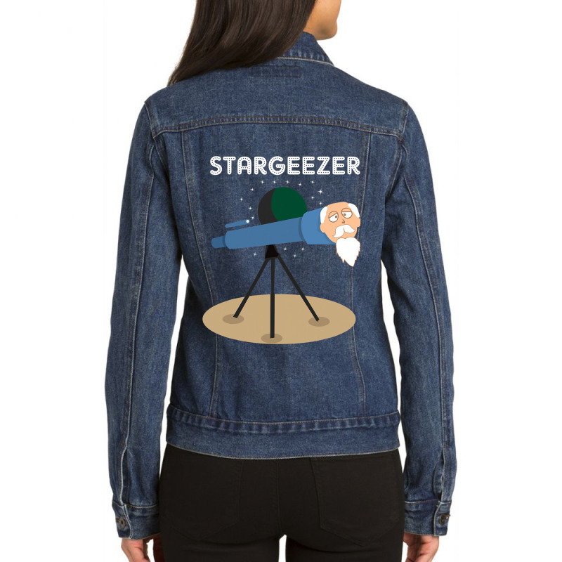 Stargeezer Funny Stargazing Astronaut Astronomy Gi Ladies Denim Jacket by GiovayPool | Artistshot