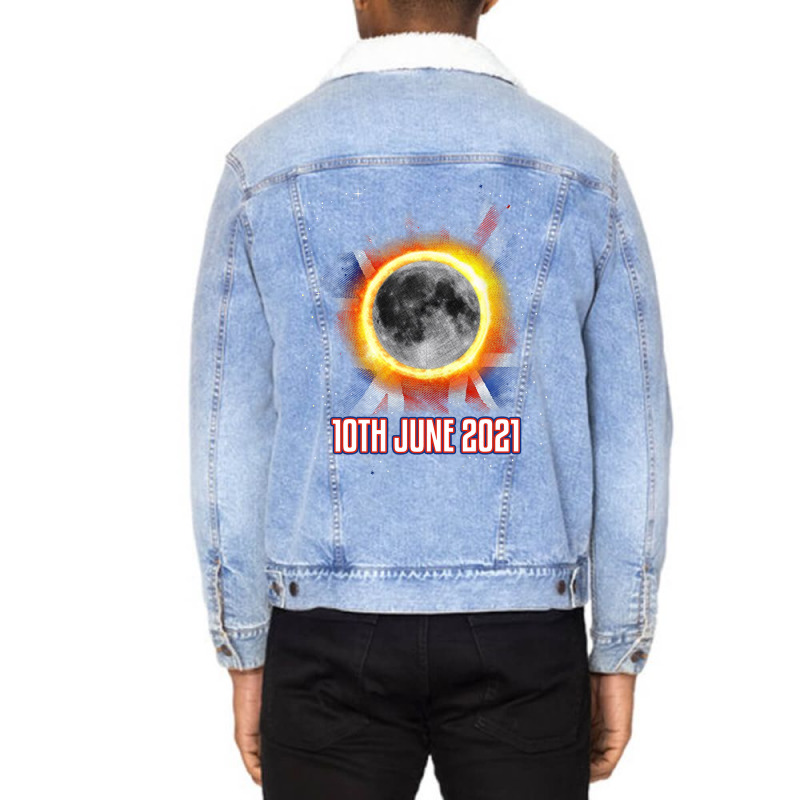 Total Partial Eclipse Shirt June 10 Uk British Lun Unisex Sherpa-Lined Denim Jacket by MenachemArteaga | Artistshot