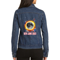 Total Partial Eclipse Shirt June 10 Uk British Lun Ladies Denim Jacket | Artistshot