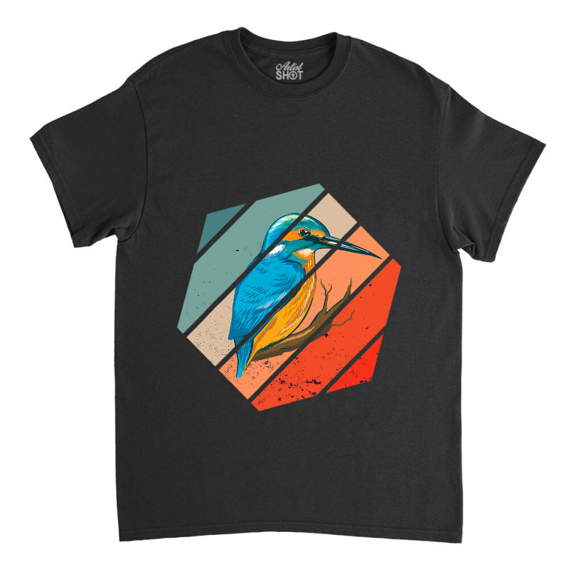 Vintage Retro Hexagon Birding Bird Watching Kingfi Classic T-shirt | Artistshot