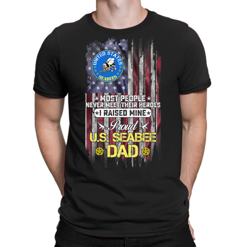 Usa Flag Proud Us Seabee Veteran Dad I Raised Mine T-shirt | Artistshot