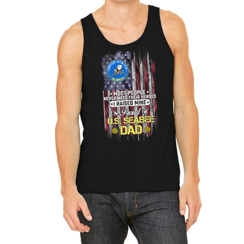 Usa Flag Proud Us Seabee Veteran Dad I Raised Mine Tank Top | Artistshot