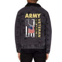 Vintage Army Shirt Veteran Day American Flag Women Unisex Sherpa-lined Denim Jacket | Artistshot