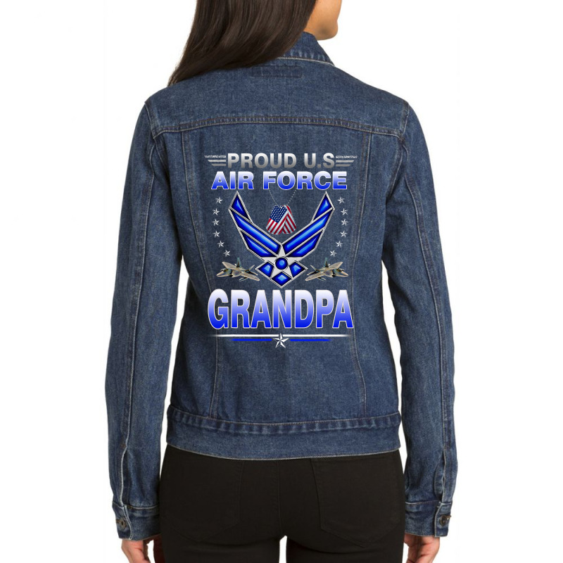 Us Air Force Proud Us Air Force Proud Grandpa Air  Ladies Denim Jacket by NouraMetcalfe | Artistshot