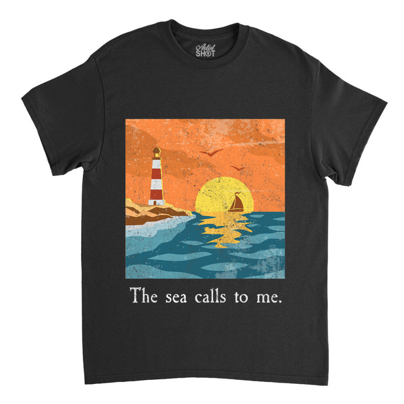 Vintage Lighthouse Shirt Retro Ocean Sunset Sailor Classic T-shirt by FriedaBarcia | Artistshot