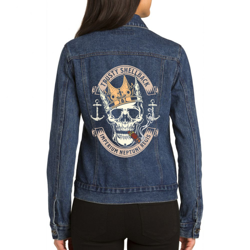 Trusty Shellback Imperium Neptuni Regis For Naval  Ladies Denim Jacket by DericLawlea | Artistshot