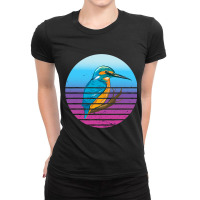 Vintage Sunset Bird Watching Birding Diving Kingfi Ladies Fitted T-shirt | Artistshot