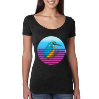 Vintage Sunset Bird Watching Birding Diving Kingfi Women's Triblend Scoop T-shirt | Artistshot