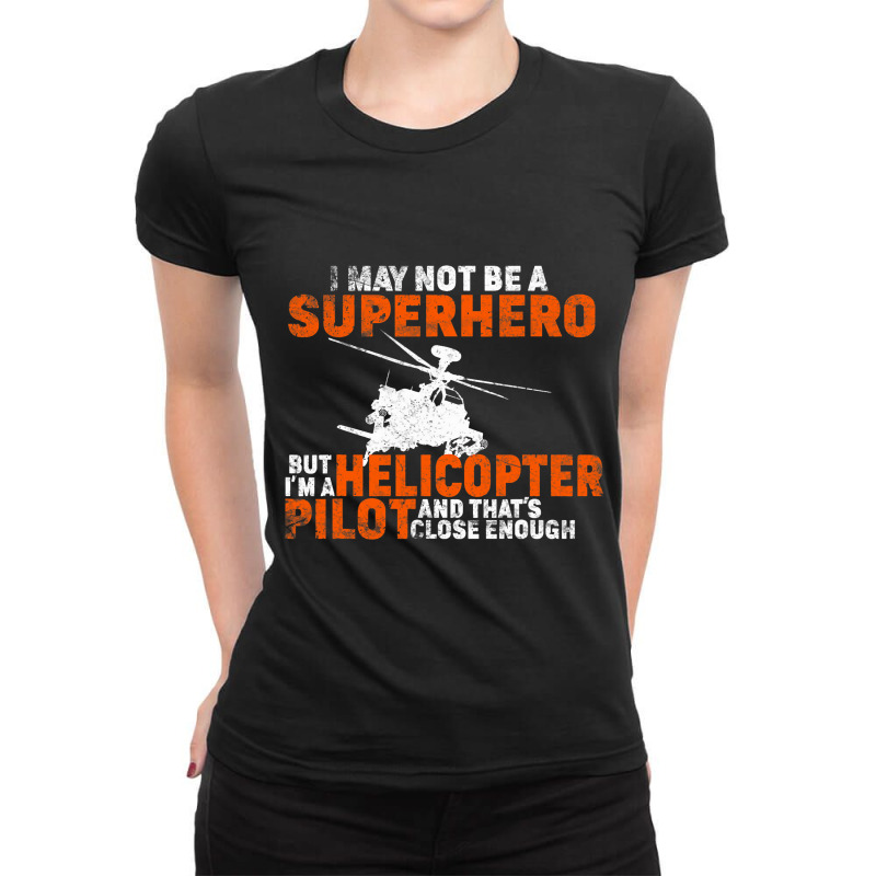 Vintage Superhero Helicopter Pilot Aviation Us Arm Ladies Fitted T-Shirt by RebeccaBradi | Artistshot