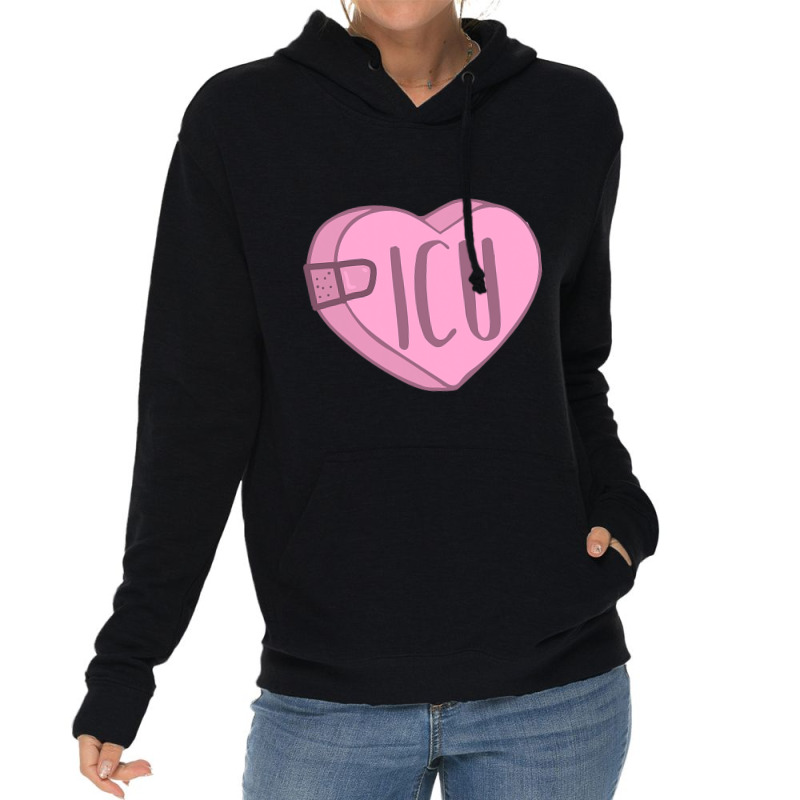 Valentines Day Icu Nurse Candy Heart With Bandaid  Lightweight Hoodie | Artistshot