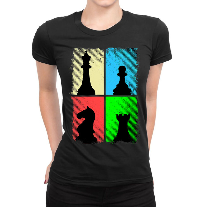 Vintage Chess Piece Retro Chess Player Distressed Ladies Fitted T-Shirt by LamiyaAlejo | Artistshot