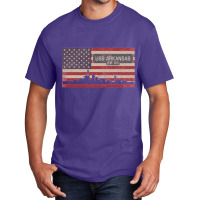 Uss Arkansas Bb 33 Battleship Vintage Usa Flag Gift Basic T-shirt | Artistshot