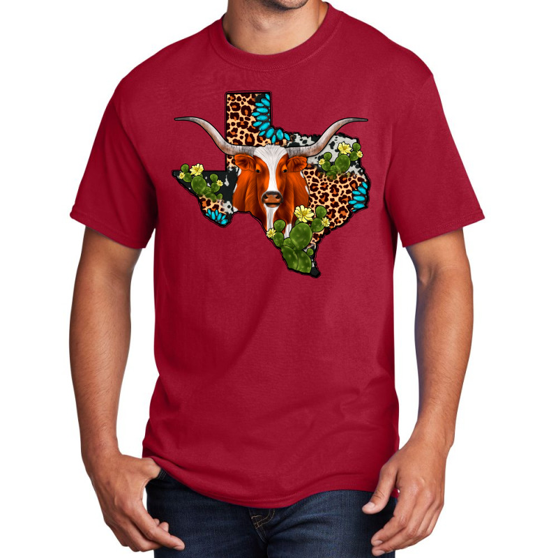 Longhorn Texas Map Basic T-shirt | Artistshot