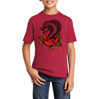 The King Cobra Snake And Rose Basic Youth T-shirt | Artistshot