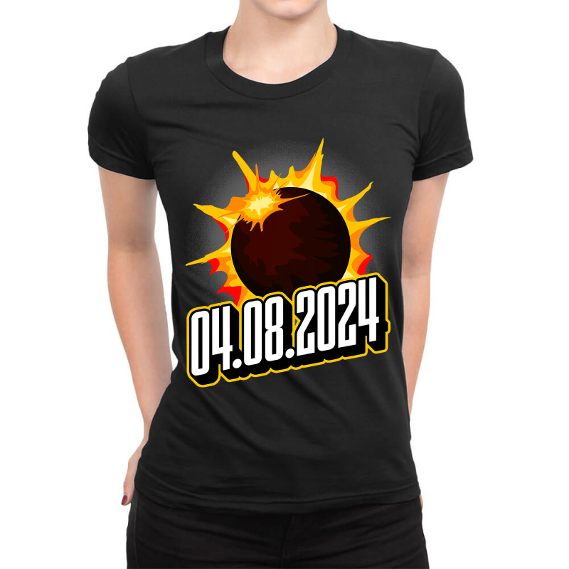 Us Total Partial Eclipse Usa American Totality 04. Ladies Fitted T-Shirt by JanChao | Artistshot