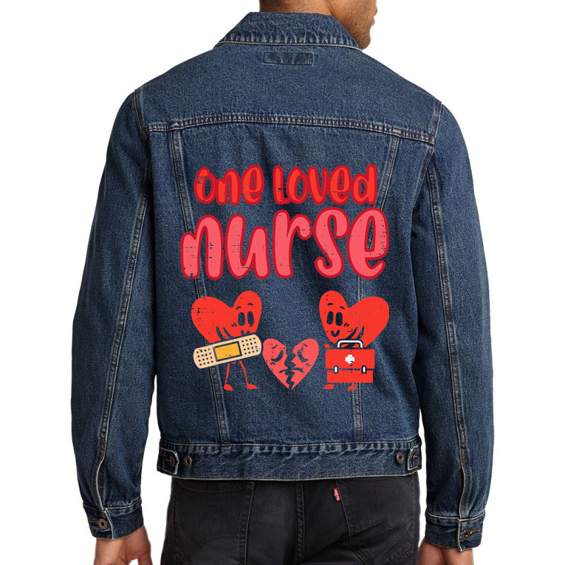 Valentines Day One Loved Nurse Heart Nursing Scrub Men Denim Jacket | Artistshot