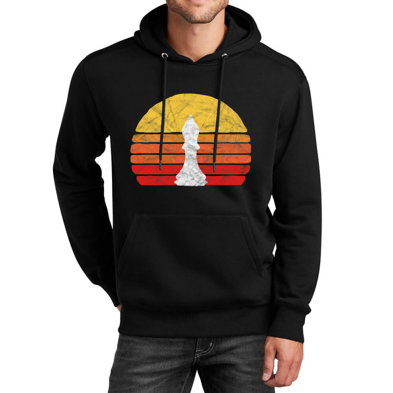 White Bishop Vintage Chess Piece Retro Sunset Dist Unisex Hoodie by SiddharthaGish | Artistshot