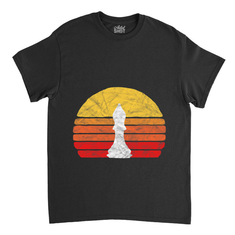 White Bishop Vintage Chess Piece Retro Sunset Dist Classic T-shirt by SiddharthaGish | Artistshot