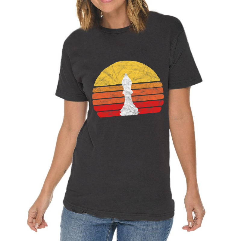 White Bishop Vintage Chess Piece Retro Sunset Dist Vintage T-Shirt by SiddharthaGish | Artistshot