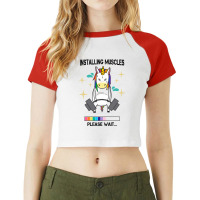 Installing Muscles Please Wait For Light Raglan Crop Top | Artistshot