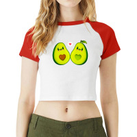 Avocados Love Cute Kawaii Art Raglan Crop Top | Artistshot