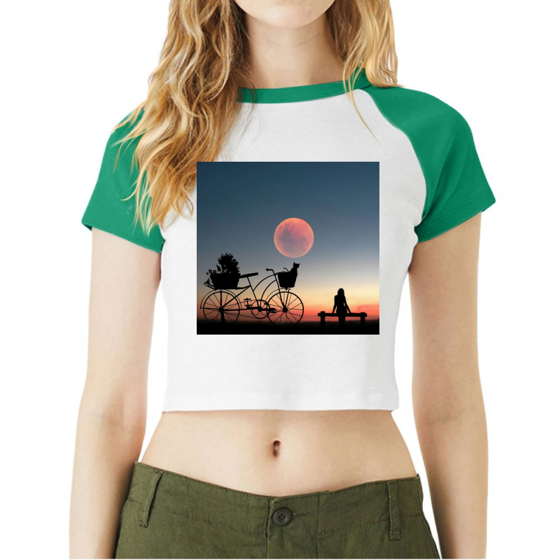 Girl On A Bicycle Raglan Crop Top | Artistshot