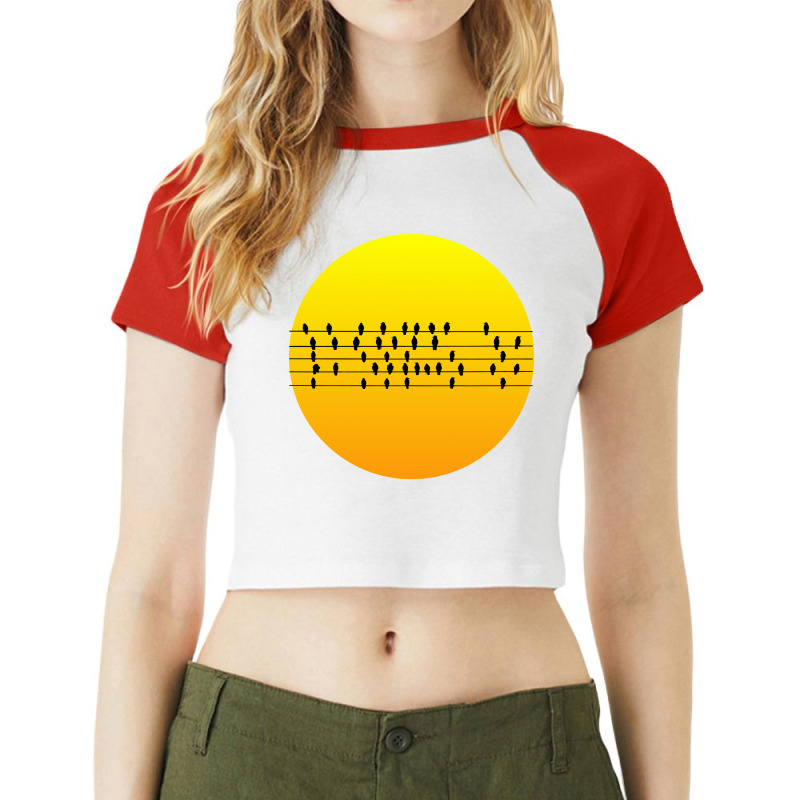 Sun And Birds Raglan Crop Top | Artistshot