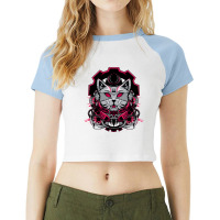 Cyber Cat Raglan Crop Top | Artistshot