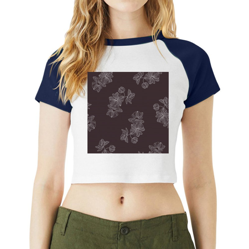 Maroon Floral Raglan Crop Top by The Silk Craft | Artistshot