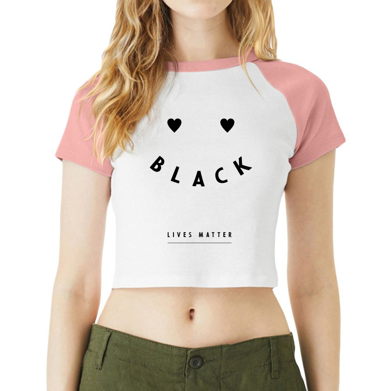 Simple Black Lives Matter In Black And White Letters - Protest Gifts Raglan Crop Top by Diogo Calheiros | Artistshot